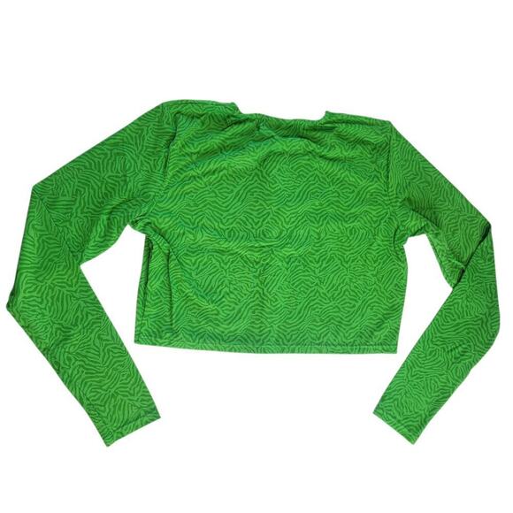 Andie Swim Crop Jacket Womens Medium Green Jacquard Zebra Lightweight Snap Front - Picture 3 of 8